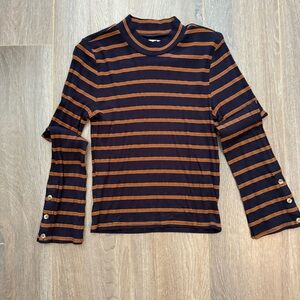Striped Mock Neck Tee
